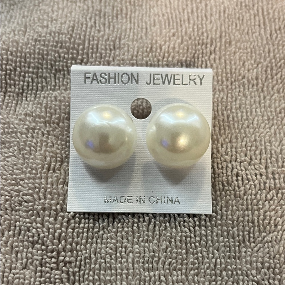 Faux Pearl Stud Earrings